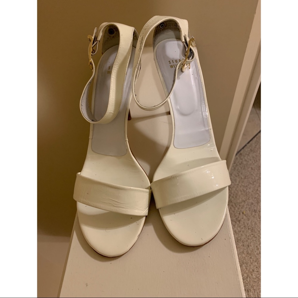 Stuart Weitzman Cream Heeled Sandals